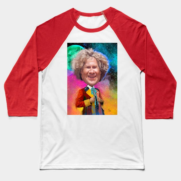 6th Doctor Baseball T-Shirt by NESSHEAD